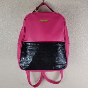 Pink Juicy Couture backpack with black sequin front pouch. Y2K Bag
